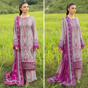 3- Piece Embroidered Dhanak Dress with Shawl