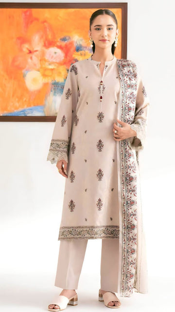 Embroidered lawn 3-piece dress