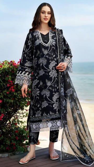 Embroidered lawn 3-piece dress