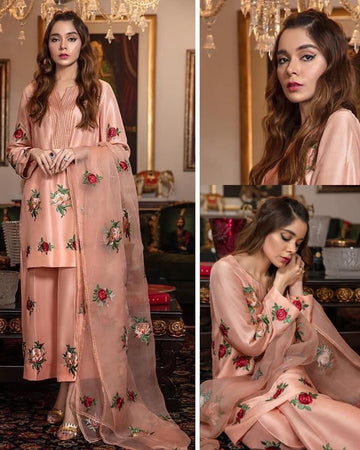 Silk Embroidred 3-piece  light pink