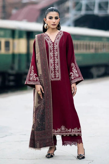 3-Piece Embroidered Dhanak Dress