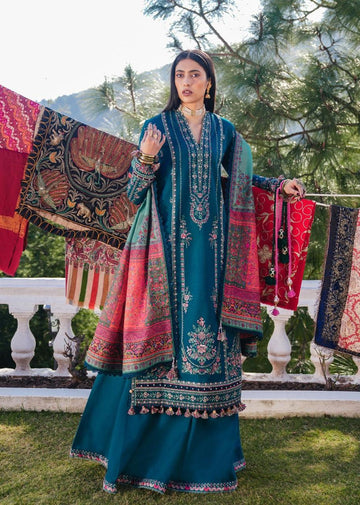3-Piece Embroidered Dhanak Dress