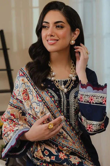 3- Piece Embroidered Dhanak Dress with Shawl