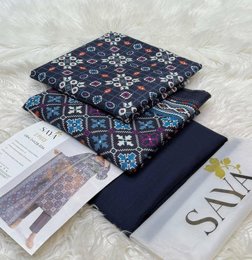 Printed Khaddar 3-Piece Suit