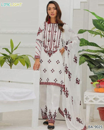 Embroidred  Dhanak 3-Pc Suit
