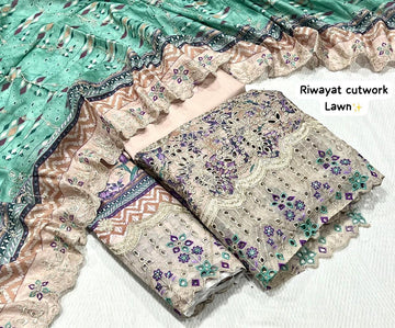 Lawn Chiken Kari 3 Piece Suit