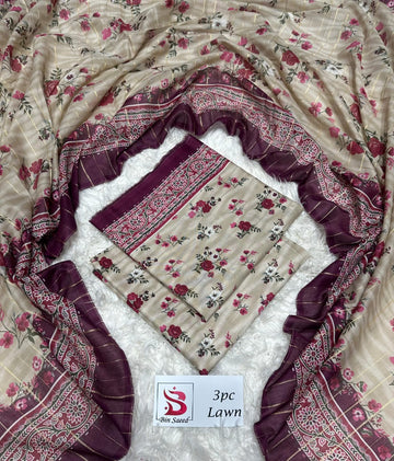 Printed Lawn 3 Piece Suit