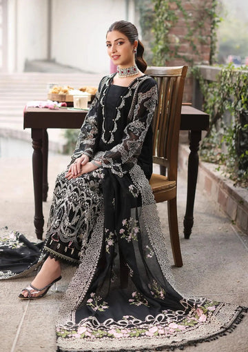 monochrome black - Embroidered Lawn 3 Piece