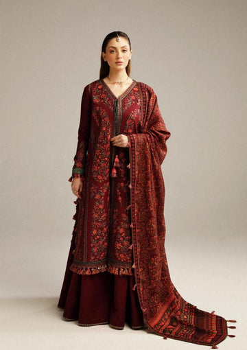 Burgundy - Embroidered Lawn 3 Piece