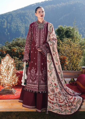 deep crimson - Embroidered Lawn 3 Piece