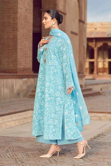 sky blue- Embroidered Lawn 3 Piece