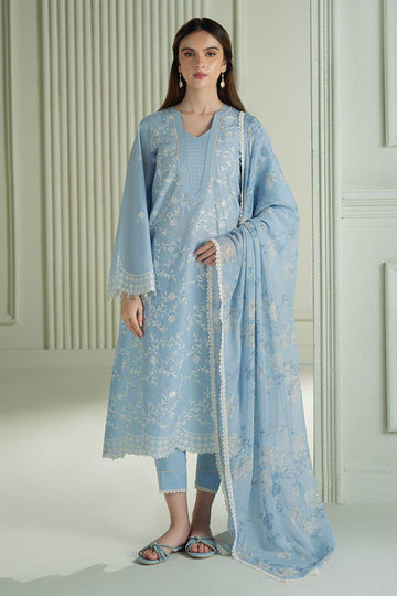 pestal blue - Embroidered Lawn 3 Piece