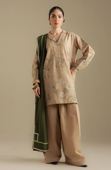 Embroidred  Dhanak 3-Pc Suit