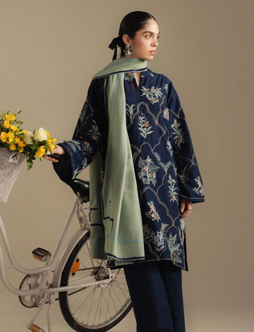 Embroidred  Dhanak 3-Pc Suit