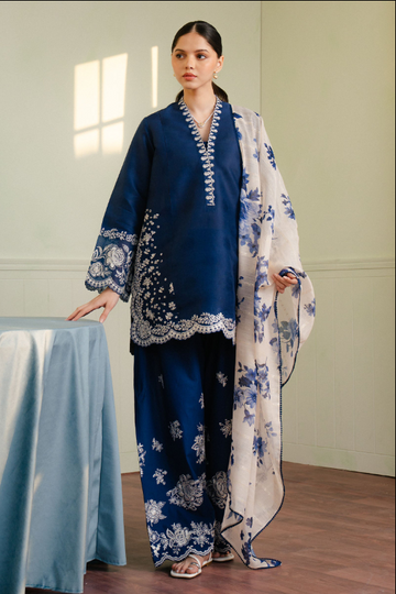 3-Piece Embroidered Dhanak Dress