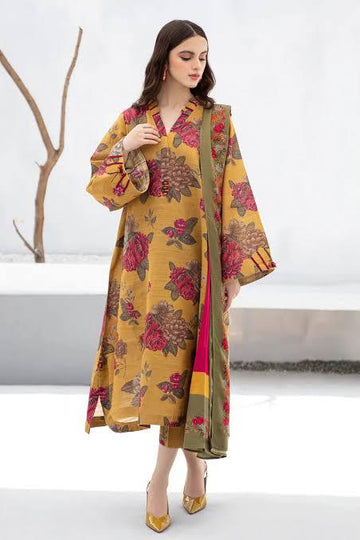 3- Piece Lawn Embroidered Dress With Lawn Dupatta