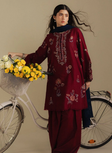 Embroidred  Dhanak 3-Pc Suit
