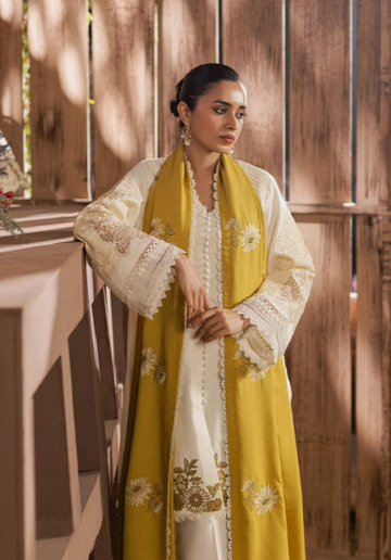 pearl white - Embroidered Lawn 3 Piece