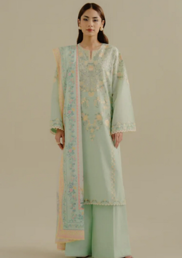 mint green - Embroidered Lawn 3 Piece