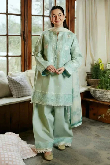 3-Piece Embroidered Dhanak Dress