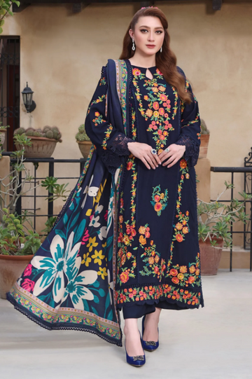 Embroidred  Dhanak 3-Pc Suit
