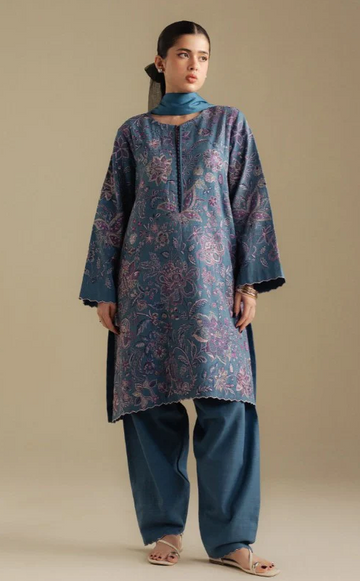 Embroidred  Dhanak 3-Pc Suit