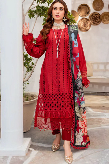 Embroidred  Dhanak 3-Pc Suit