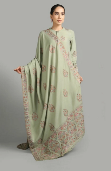 Embroidred  Dhanak 3-Pc Suit